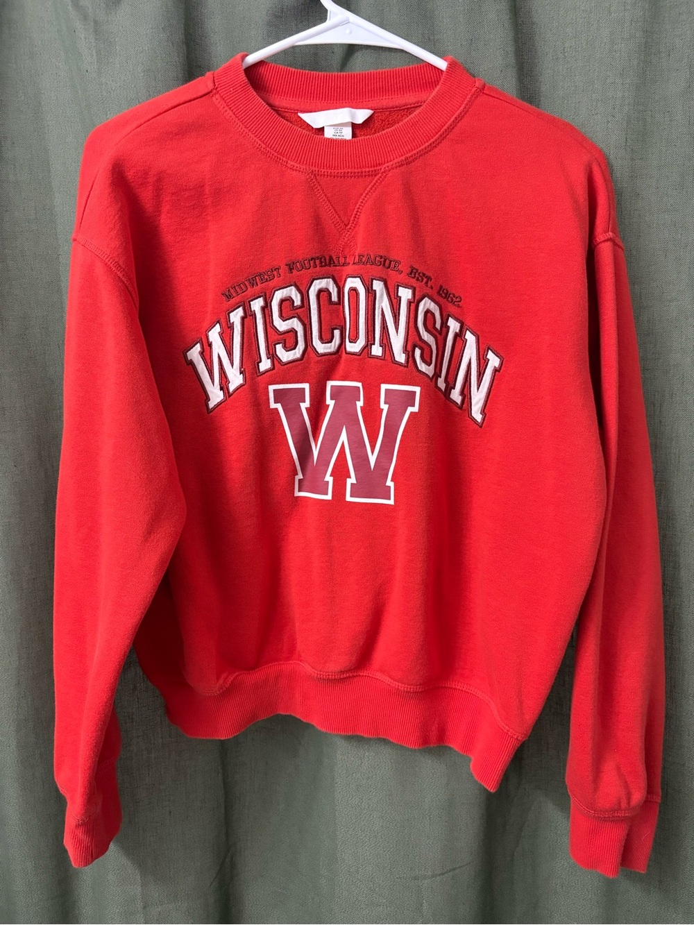 H&M Red Wisconsin Crewneck Sweatshirt
